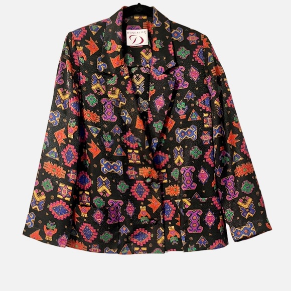 Doncaster Jackets & Blazers - Vintage Doncaster Multicolored Geometric Print Women’s Blazer Size 6